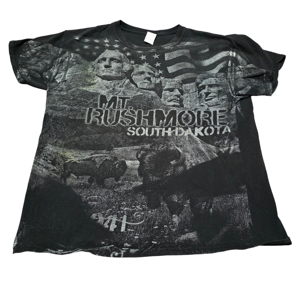 Mt Rushmore South Dakota Graphic T Shirt Black Cotton Size Large